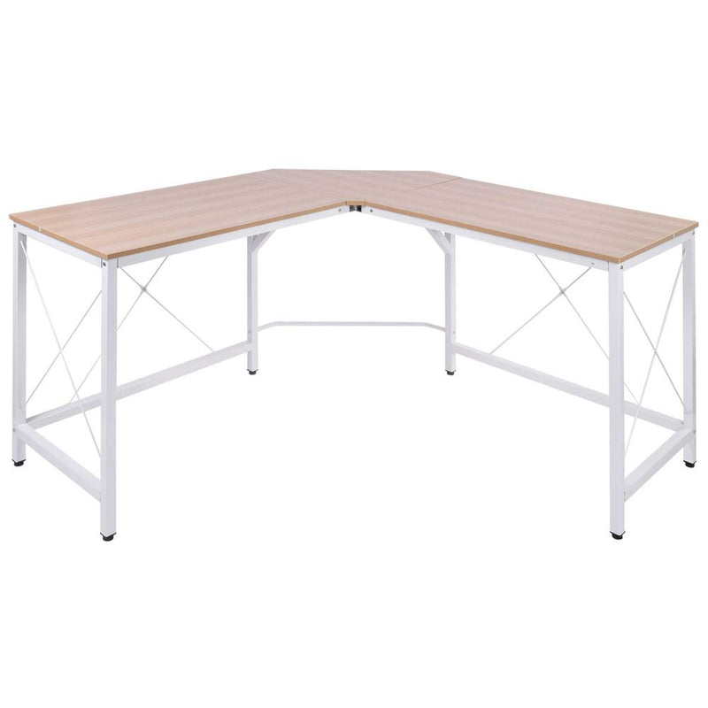 HOMCOM L-Shaped Corner Desk, Computer Desk for Home Office, Space-Saving Study Workstation, Easy to Assemble, 150 x 150 x 76cm, Oak