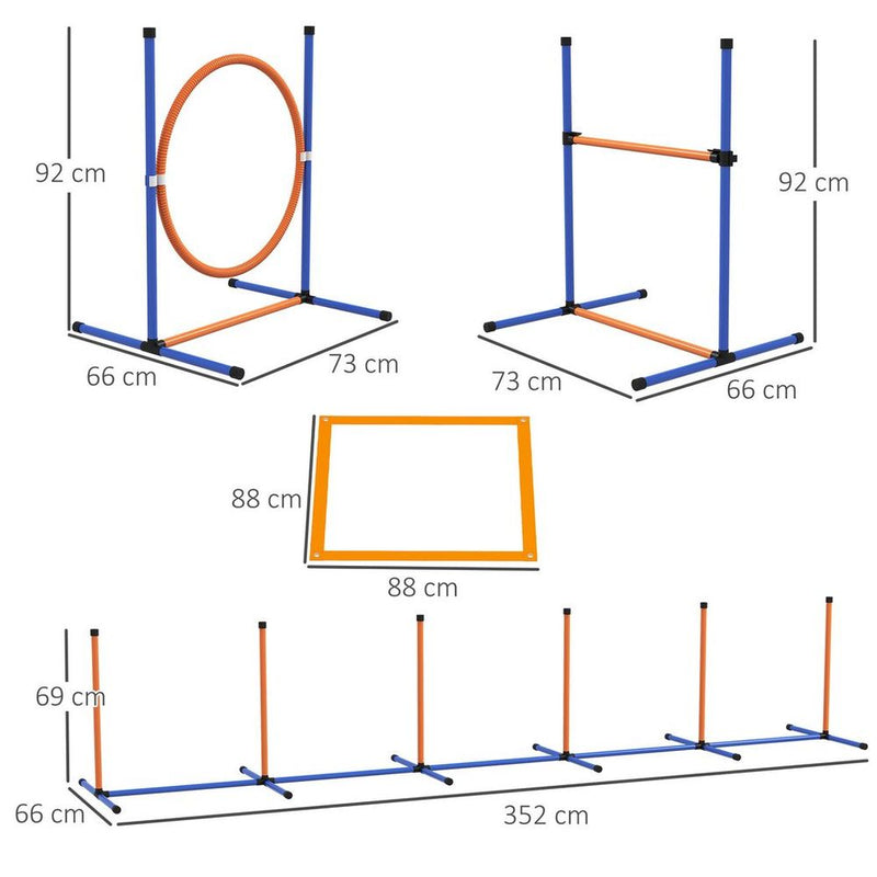 PawHut 8 Piece Dog Agility Equipment Set, Outdoor Agility Kit for Pet, Orange