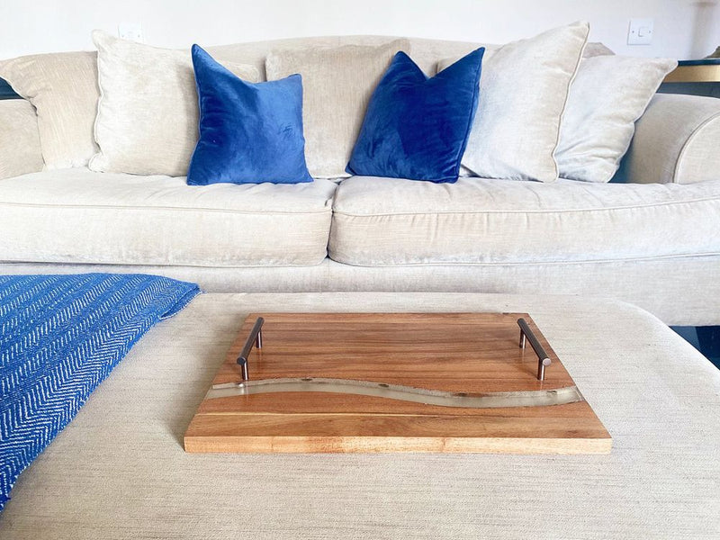 Premium Acacia Wood Tray | Elegant Design with Handles