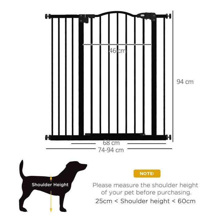 PawHut Adjustable Metal Pet Gate Barrier with Auto-Close Door - Top Quality, Easy Installation