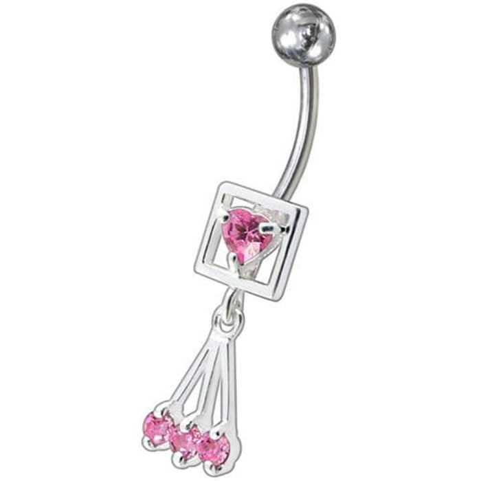 Fancy Centered In Box Jeweled Dangling Belly Ring