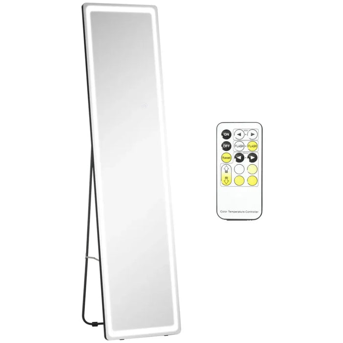 Full Length Mirror with LED Light, Free Standing Floor Mirror for Bedroom