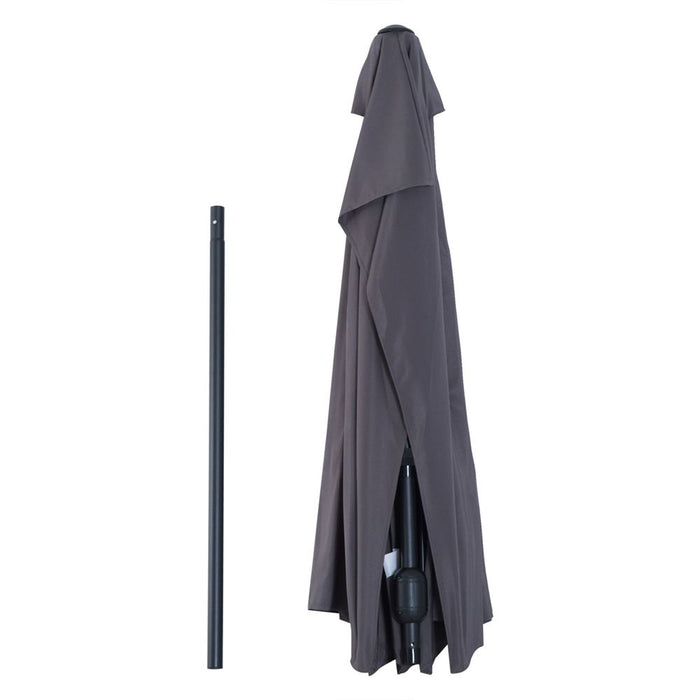 3M Half Round Umbrella - Grey Polyester/Aluminum. Perfect for Balcony or Small Garden. Durable & Easy to Clean.