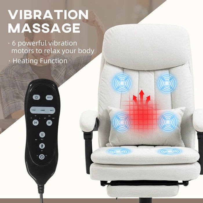 Vinsetto Microfibre Vibration Massage Office Chair with Heat, Pillow, White