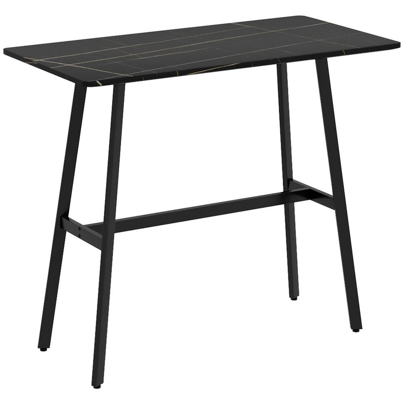 HOMCOM 118 cm Rectangular Bar Table for 4 People, Steel Legs, Black