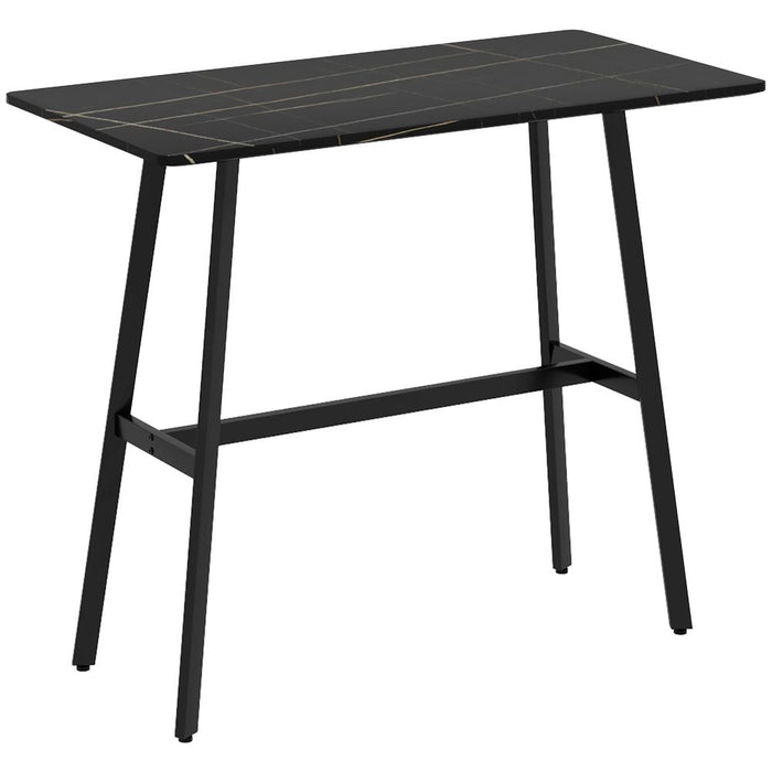 HOMCOM 118 cm Rectangular Bar Table for 4 People, Steel Legs, Black