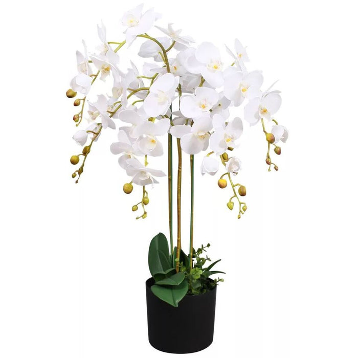 Deluxe 85cm Artificial Bush Orchid - White"