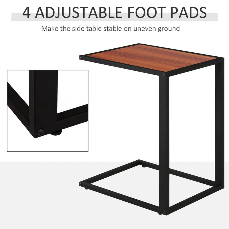 Industrial C-Shaped Side Table - Walnut | Modern Coffee Table- Metal Base