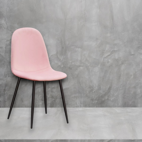 PINK FABRIC CHAIR BLACK METAL LEGS