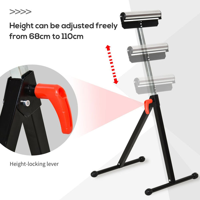 Woodworking Roller Stand | Adjustable Support for Wood Work | HOMCOM