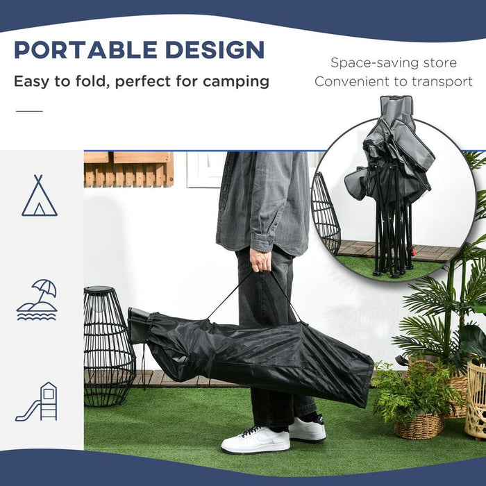 Premium Foldable Camping Chair w/ Footrest & Adjustable Backrest. Bag Included. Quality Grey Design.