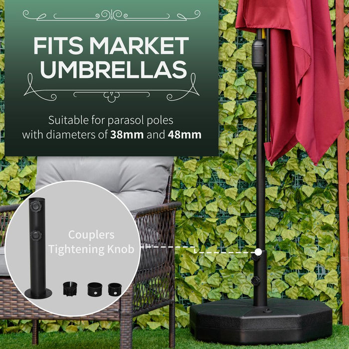 28kg Water/Sand-Filled Umbrella Stand | Outsunny | Black HDPE Base | Garden Parasol Holder