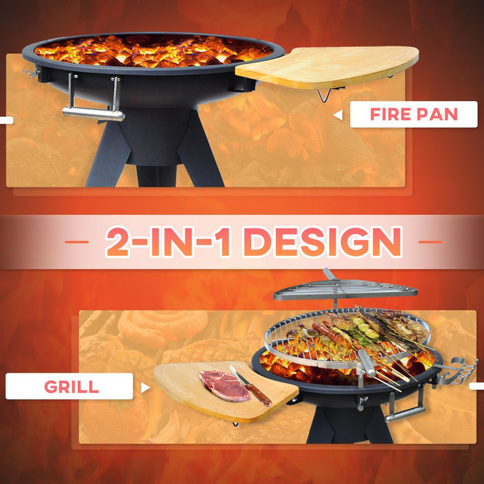 Premium Steel BBQ Grill with Adjustable Height and Bonus Cutting Board - Ideal for Outdoor Parties and Gatherings