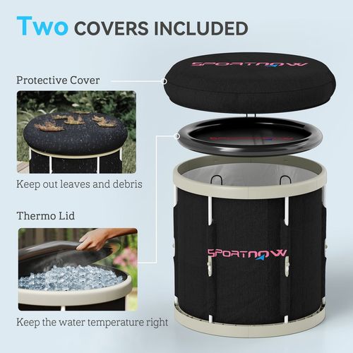 SPORTNOW Ice Bath Tub Outdoor, 210L Portable Cold Water Therapy Tub, Black