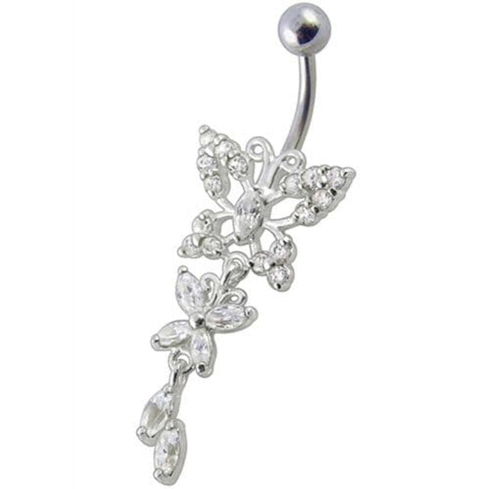 Fancy Jeweled Butterfly Dangling Navel Ring