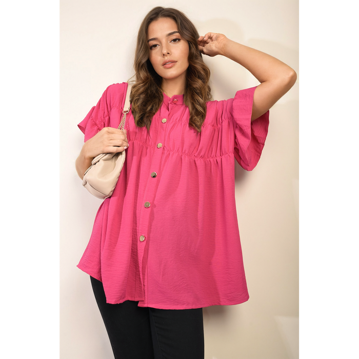 Rebecca Button Down Pleated Frill Tops - Sophisticated and Stylish for Any Occasion!