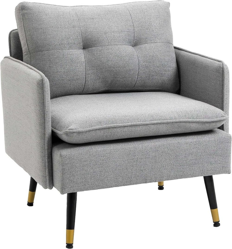 HOMCOM Modern Upholstered One Seater Sofa for Bedroom Living Room Grey