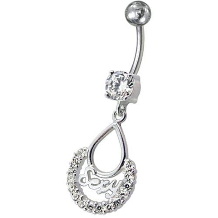 Fancy Silver SEXY Dangling Belly Navel Body Jewelry Ring