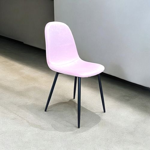 PINK FABRIC CHAIR BLACK METAL LEGS