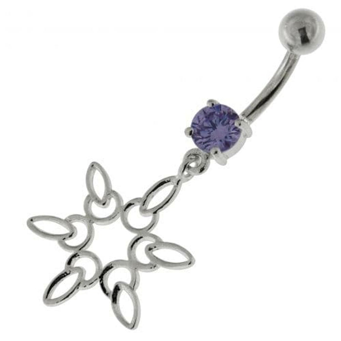 925 Sterling Silver Snow Flake Navel Belly Ring