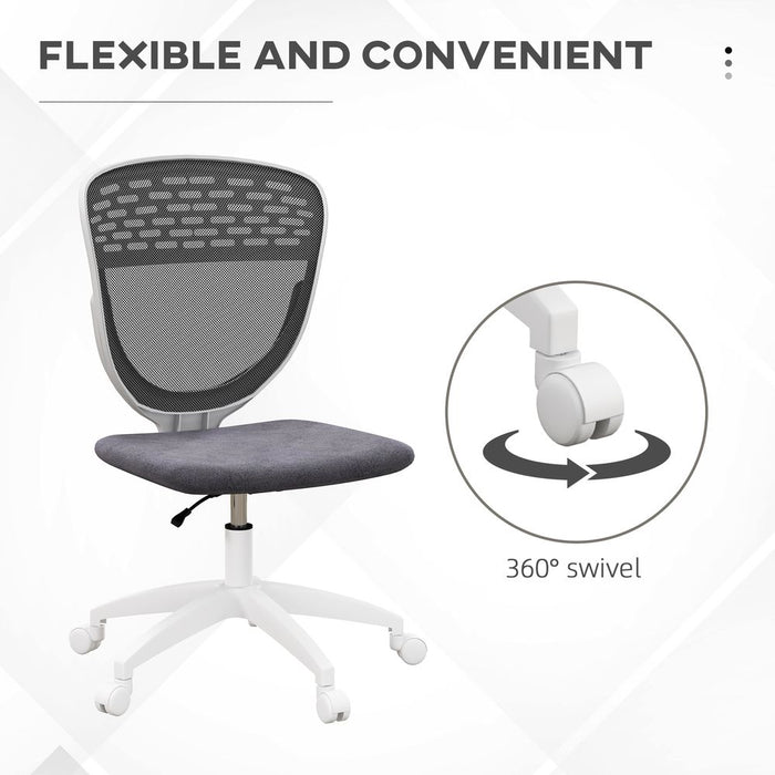 Vinsetto Desk Chair, Height Adjustable Mesh Office Chair with Wheels, Grey