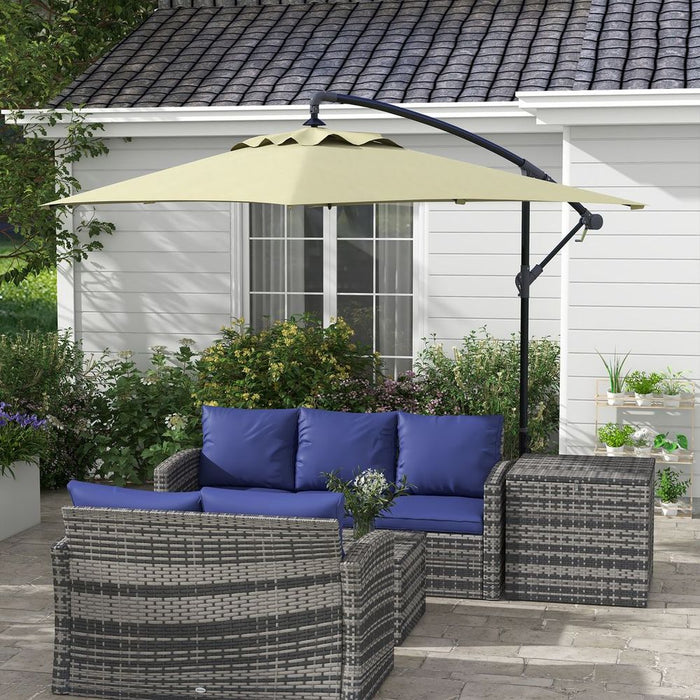 Premium Outsunny 3m Cantilever Parasol - Cross Base, Crank Handle, 6 Ribs, Beige - High-Quality Shade Solution