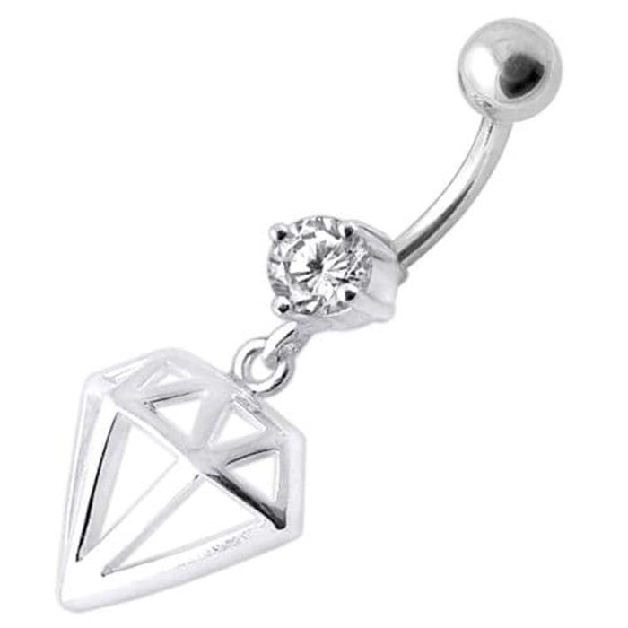 Fancy Jeweled Diamond Cut Dangling Navel Ring