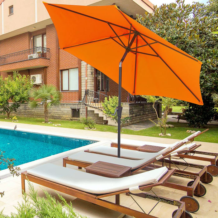 Patio Umbrella Parasol Sun Shade Garden Aluminium Orange 2.7M Outsunny