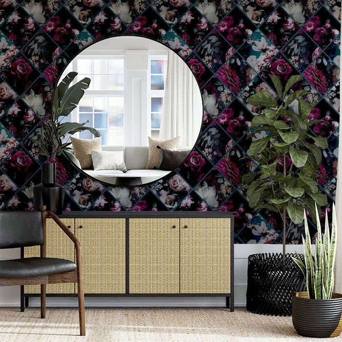 Exquisite Floral Collage - Plum & Teal - Premium Quality