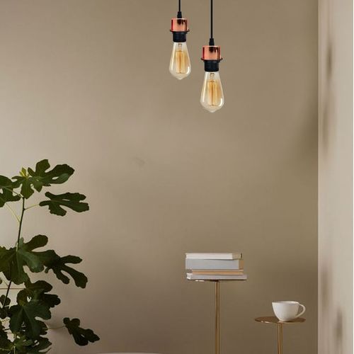 Industrial Rose Gold Pendant Light Fitting, Lampshade Addable E27 Lamp Holder UK Holder Fitting Set With PVC Cable.