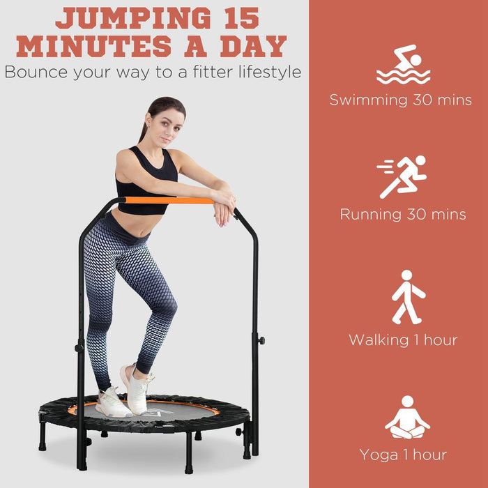 Premium Steel Frame Foldable Trampoline w/ Adjustable Handle - 40" Mini Rebounder - HOMCOM