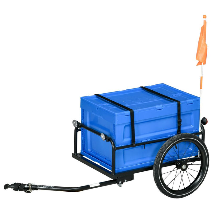 Premium HOMCOM Bicycle Trailer - 65L Foldable Storage Box, Pneumatic Tyres - Blue