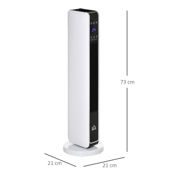 Oscillating Ceramic Tower Heater, Remote 8H Timer, 1000W/2000W