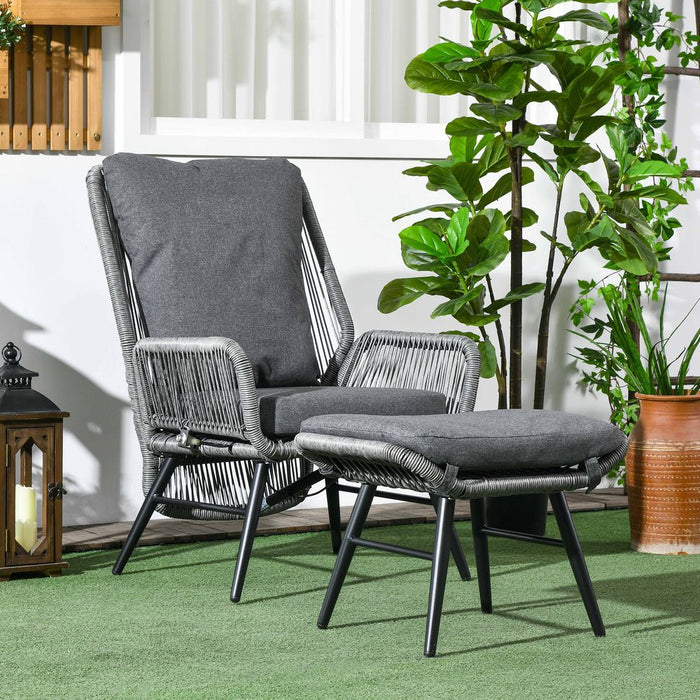 Premium Quality Adjustable Rattan Leisure Chair Set, Grey