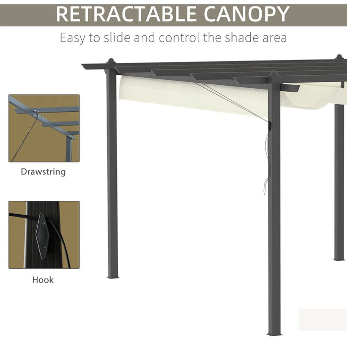 Premium Aluminum Pergola Gazebo - Retractable Roof Canopy, Cream White - Strong, Adjustable & Stylish