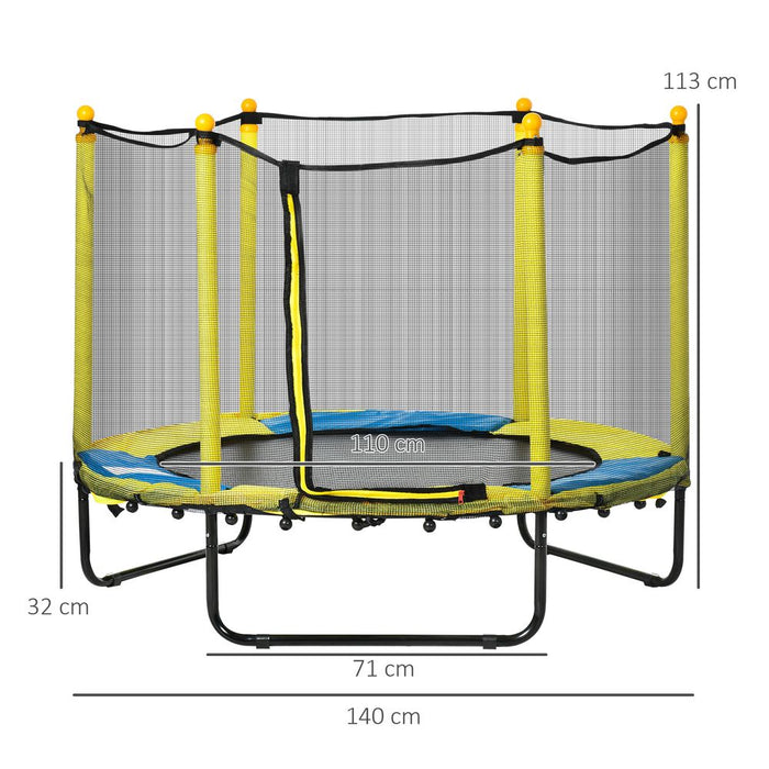 4.6FT Kids Trampoline with Enclosure, for Kids 1-10 Years - Yellow