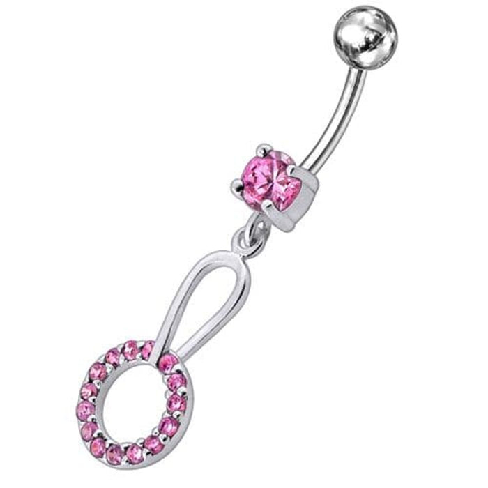 Jeweled Fancy Dangling SS Curved Navel Ring