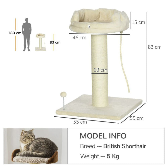 Premium Indoor Cat Tree - Sisal Scratching Post, Spacious Kitten Bed - Cream