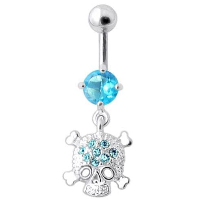 Jeweled Skull Navel Belly Ring