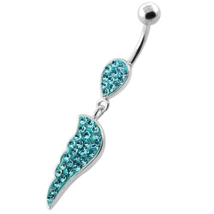 Multi Jeweled Wing sterling silver belly bars