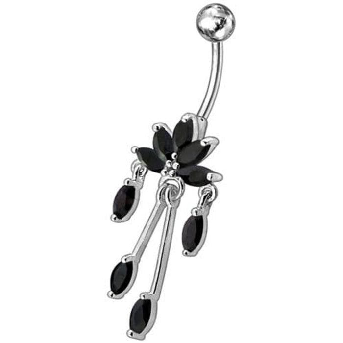 Fancy  Chandeliers Dangling Steel Banana Bar Belly Ring