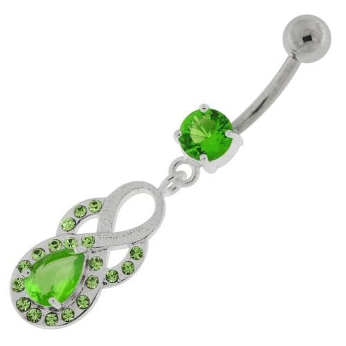 Tear Drop CZ with Fusion Infinity Dangling Navel Belly Button Ring