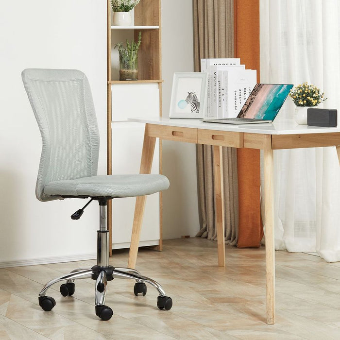 Ergonomic Armless Office Chair | Padded, Height Adjustable, Mesh Back, 5 Wheels