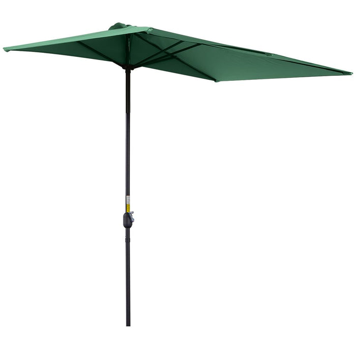 Outsunny 2.3m Green Metal Parasol Umbrella - Garden Half Round Design