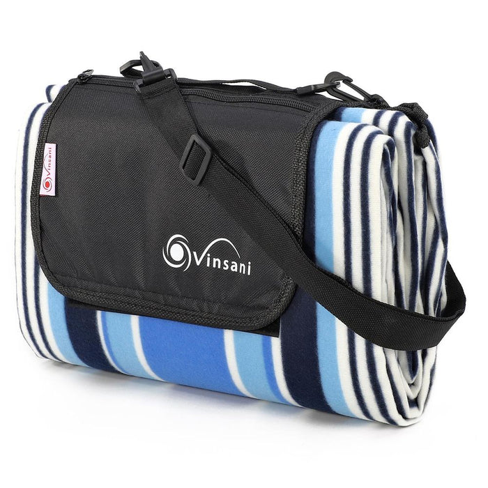 Vinsani 170 x 130cm Folding Picnic Blanket Waterproof & Sandproof Backing - Ideal for Camping & Outdoor Picnic -  Rug Mat with Carry Handle