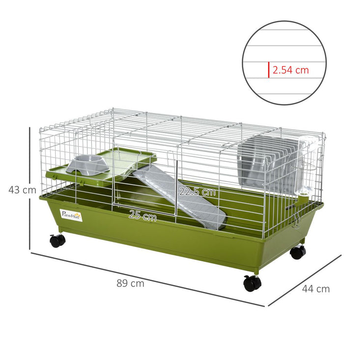 89cm Small Animal Home Cage for Rabbit Ferret Chinchilla w/ Wheels Green