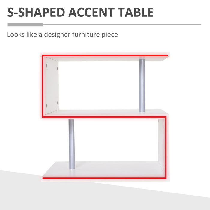 Side Table 2 Tier Storage Shef Organizer Bookcase End Desk Stand Display White