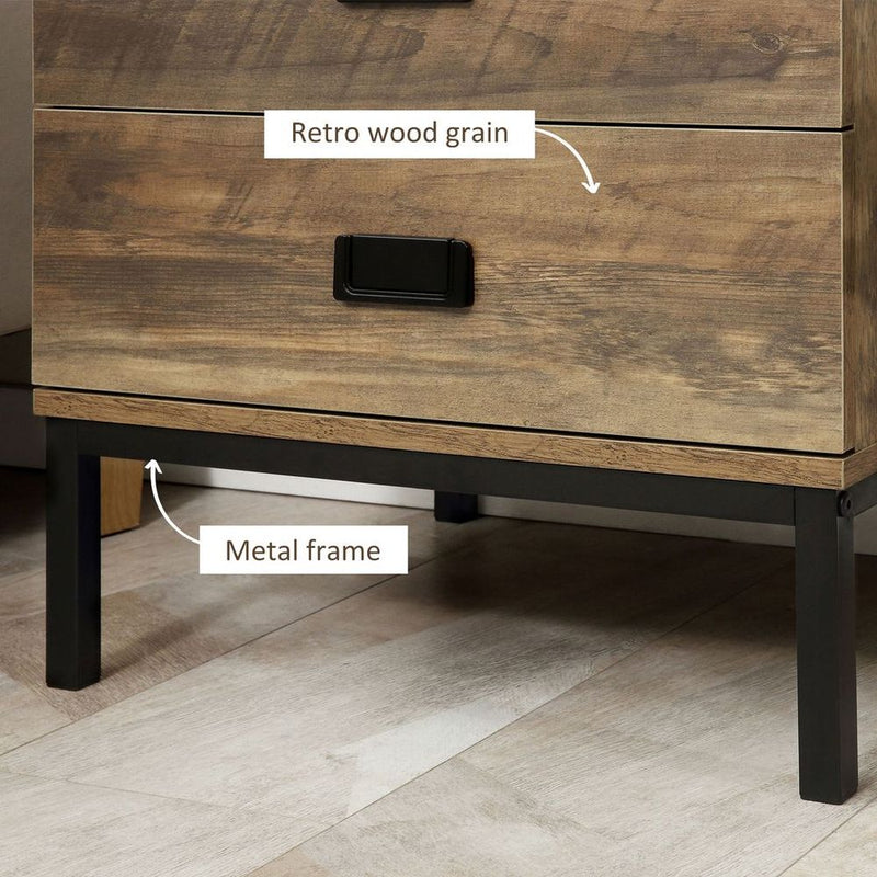 Metal Frame End Table with Storage Drawers | Bedroom & Living Room Furniture