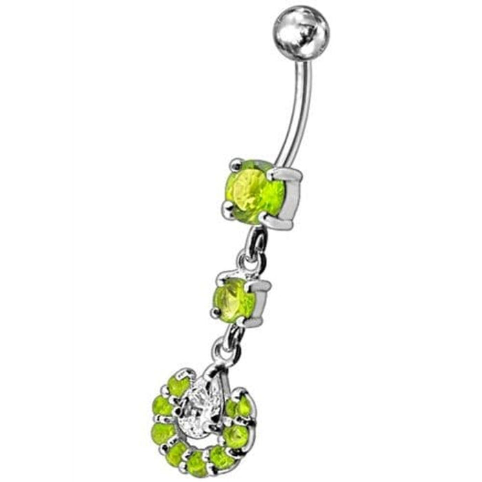 Fancy flowered Silver Dangling Navel Ring