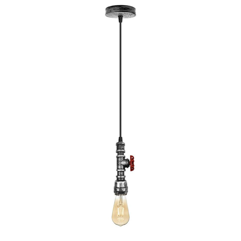 Vintage industrial metal pendant pipe light E27 fitting 95cm adjustable cable